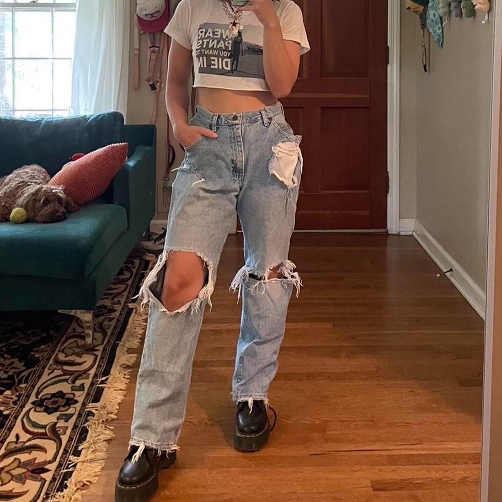 Distressed Light Blue Jeans